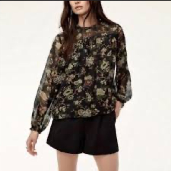 Aritzia Wilfred Lourdes Blouse Chiffon Prairie Blouse size XS - Picture 1 of 6